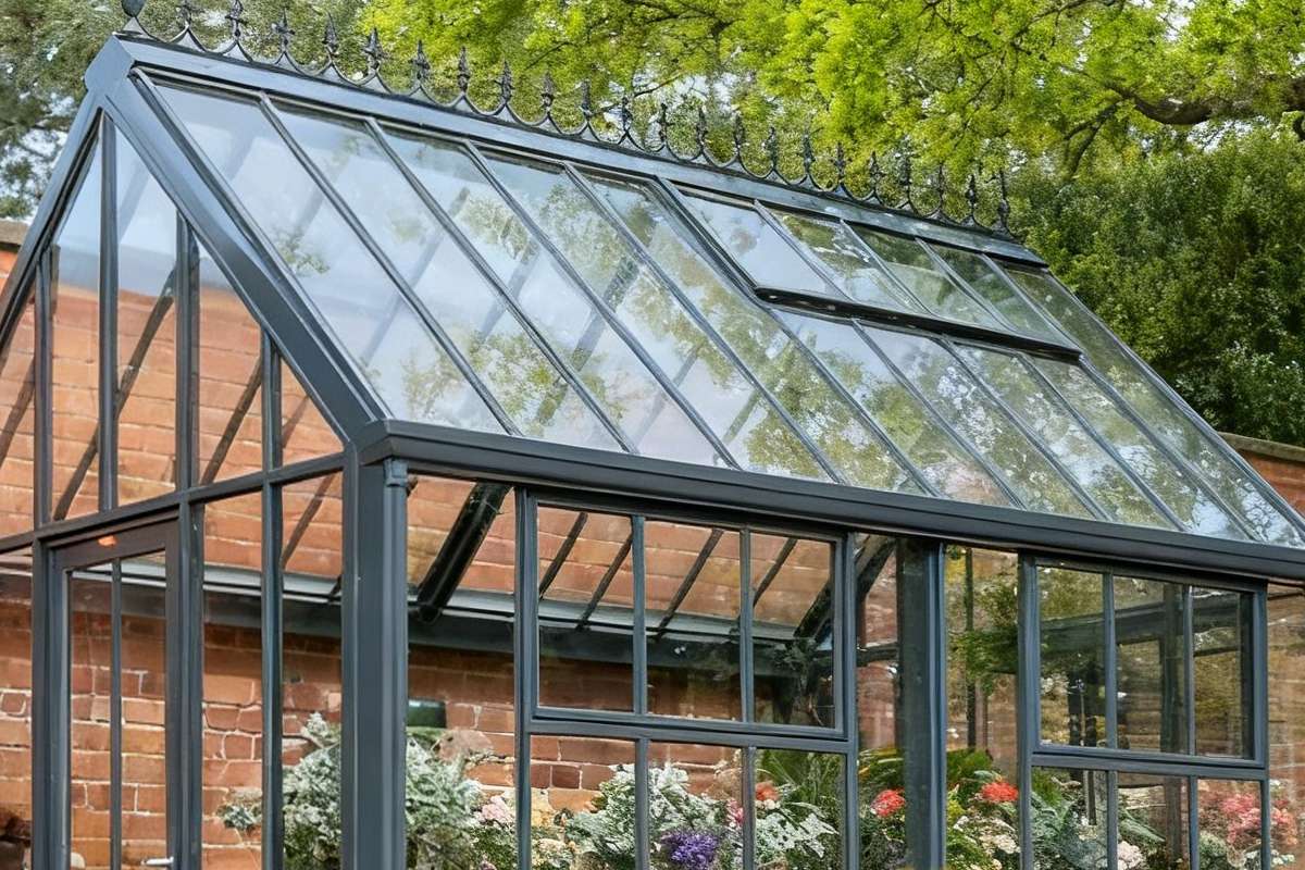 Black Metal Glass Greenhouse Ysgh 198